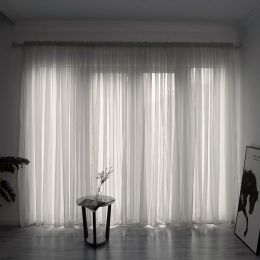 Simple And Modern Balcony Solid Color Gauze Curtain (Option: Silver-1x2.7Hook)