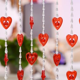 Household Plastic Crystal Acrylic Door Chain Decoration (Option: Transparent red-130x90)