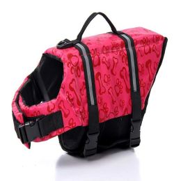 Dog Life Jacket Dog Swimsuit Pet Life Jacket Pet Safe Swimwear Protection (Color: Black/ Pink)