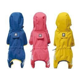 Small dog raincoat; body full surrounding; waterproof poncho pet clothes; with tow holes in the back (colour: Lake blue)